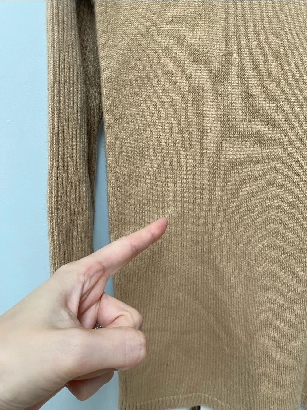 Tori Burch cashmere Rib-Panel Crewneck Sweater in camel beige